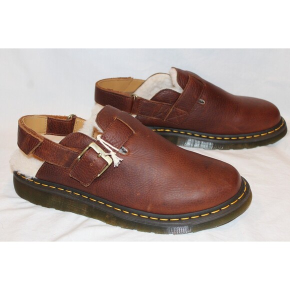 Dr Martens Men\'s Jorge Leather Shearling Slingback Mule Clog Cashew Brown 13 NIB main image 7